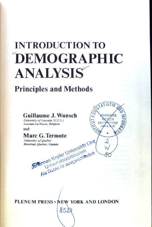 Introduction to Demographic Analysis. Principles and Methods