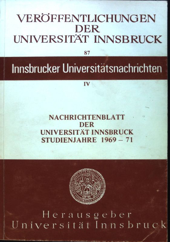 Nachrichtenblatt der Universität Innsbruck: Studienjahre 1969-71