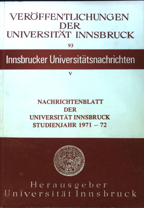 Nachrichtenblatt der Universität Innsbruck: Studienjahr 1971 - 72