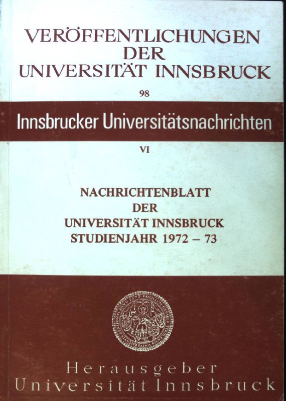 Nachrichtenblatt der Universität Innsbruck: Studienjahr 1972-73