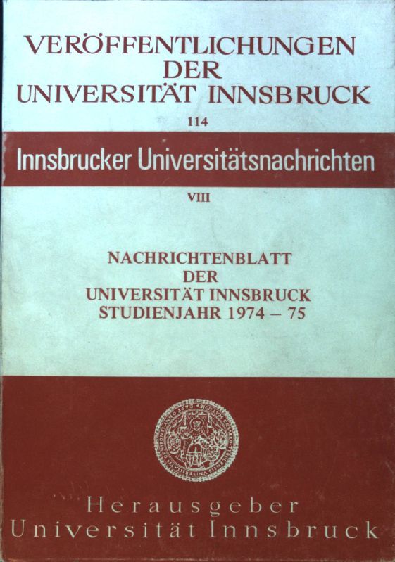 Nachrichtenblatt der Universität Innsbruck: Studienjahr 1974-75