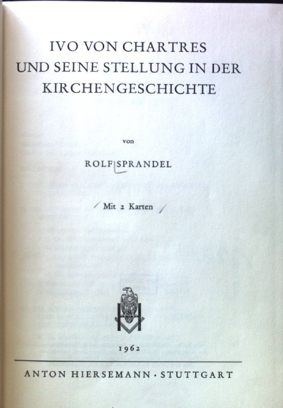 Ivo von Chartres und seine Stellung in der Kirchengeschichte