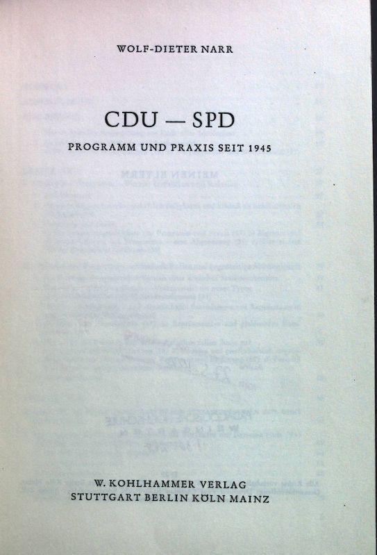 CDU - SPD: Programm und Praxis seit 1945