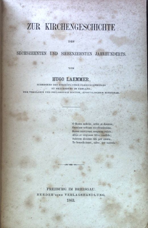 Zur Kirchengeschichte des sechszehnten und siebenzehnten Jahrhunderts