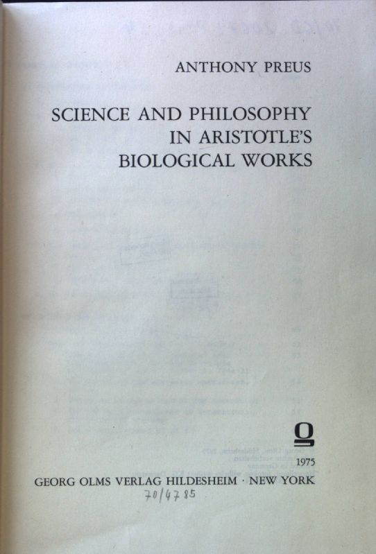 Science and philosophy in Aristotle's biological works