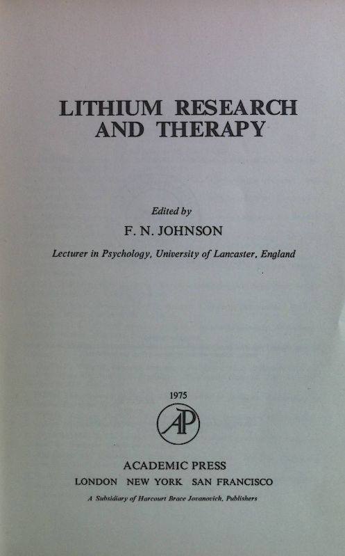 Lithium Research and Therapy