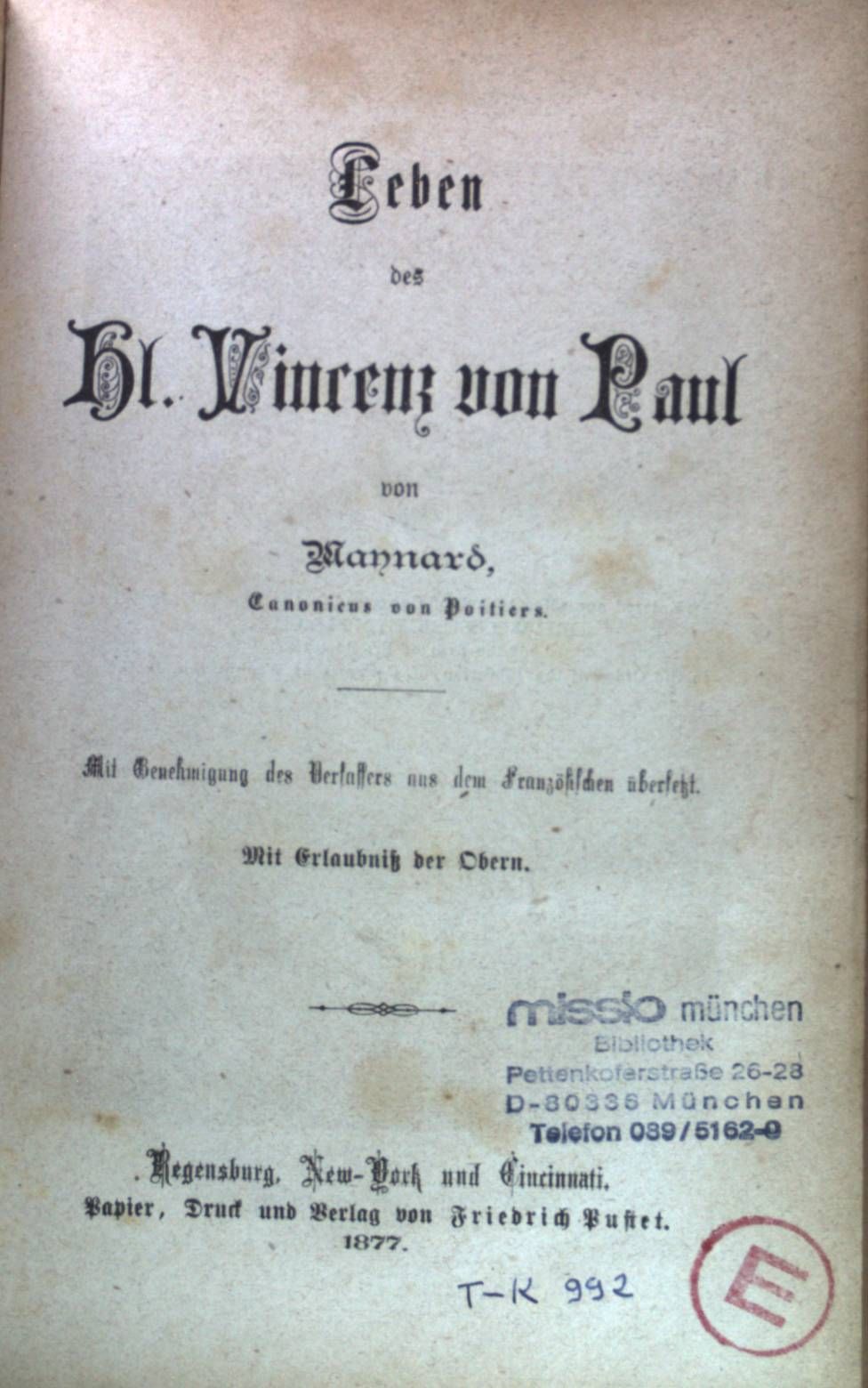 Leben des Hl. Vincenz von Paul