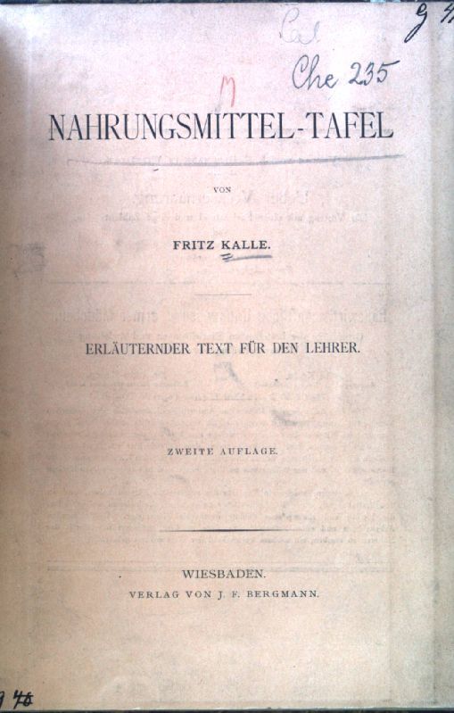 Nahrungsmittel-Tafel. Erläuternder Text für den Lehrer