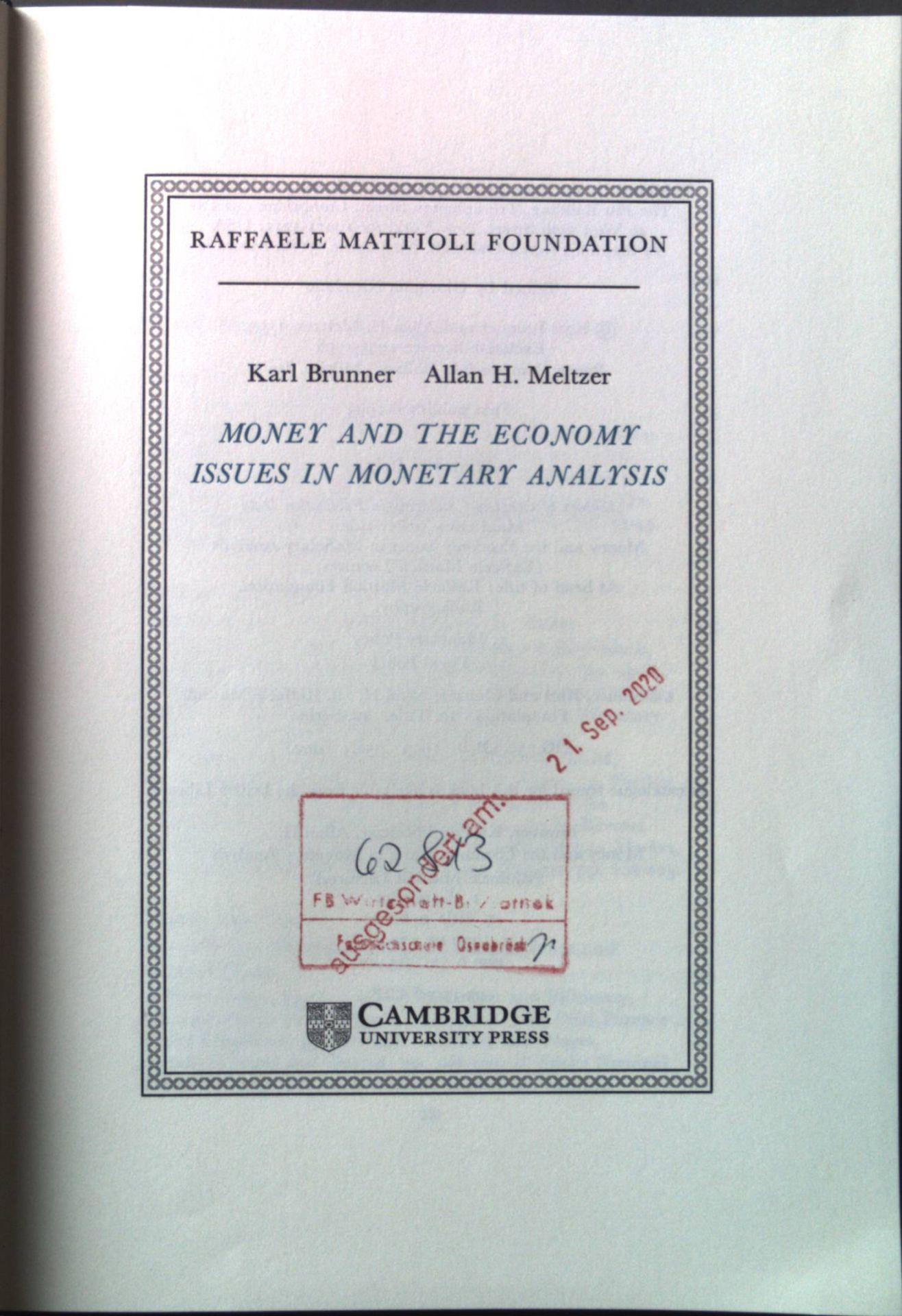 Money and the economy issues in monetary analysis