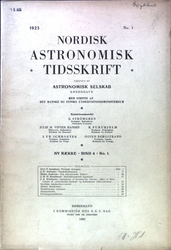Ptolemäi Almagest. - in: Nordisk Astronomisk tidsskrift