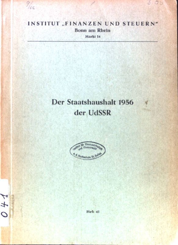 Der Staatshaushalt 1956 der UdSSR