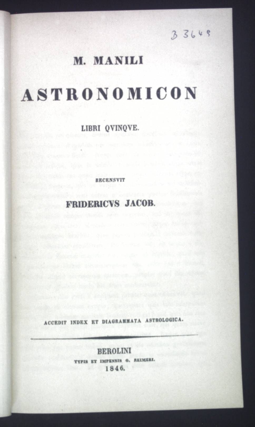 M. Manili Astronomicon, Libri Quinque