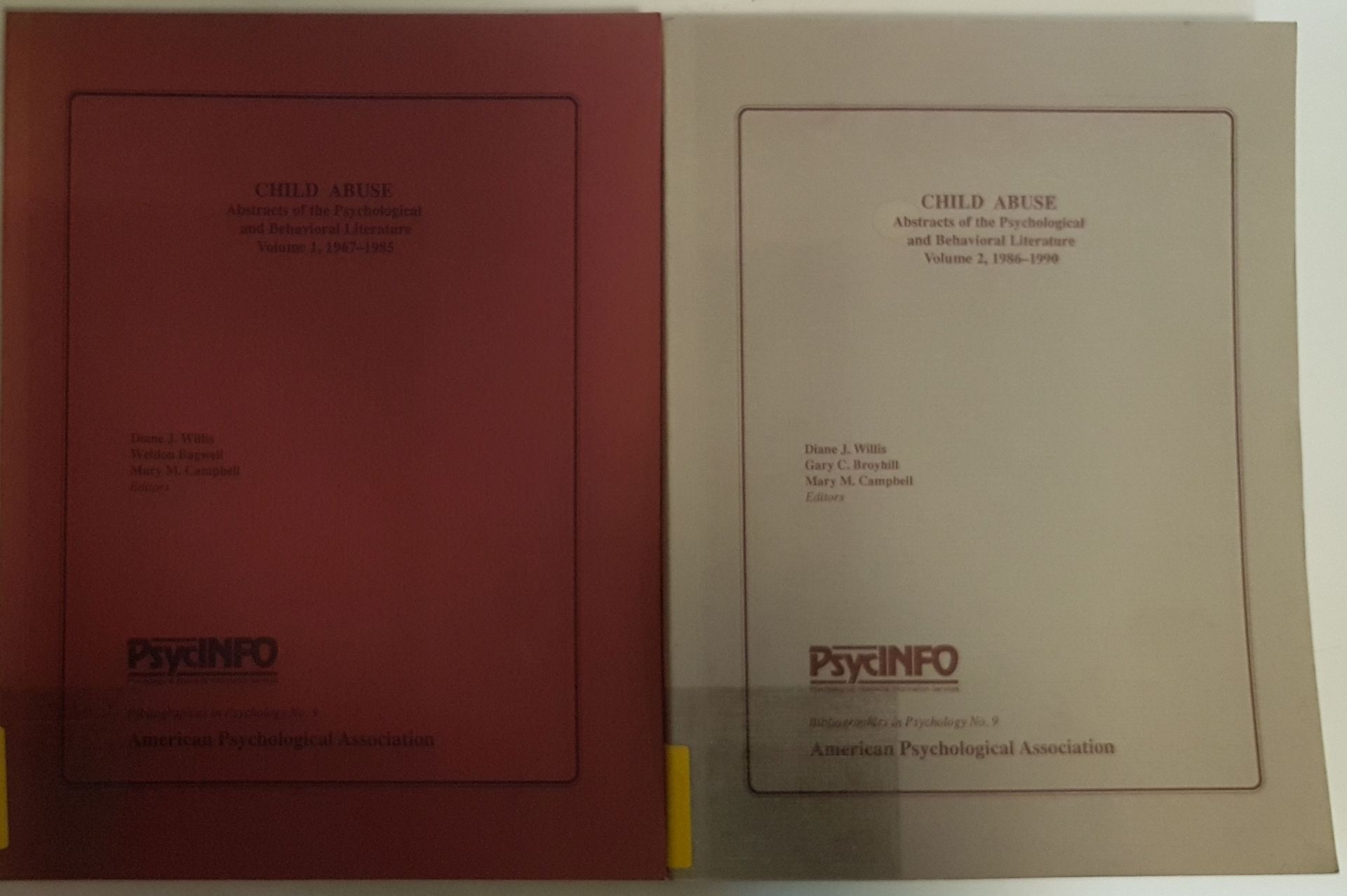 Child Abuse: Abstracts of the Psychological and Behavioral Literature, 1967-1990 (2 vols.cpl./ 2 Teile KOMPLETT)
