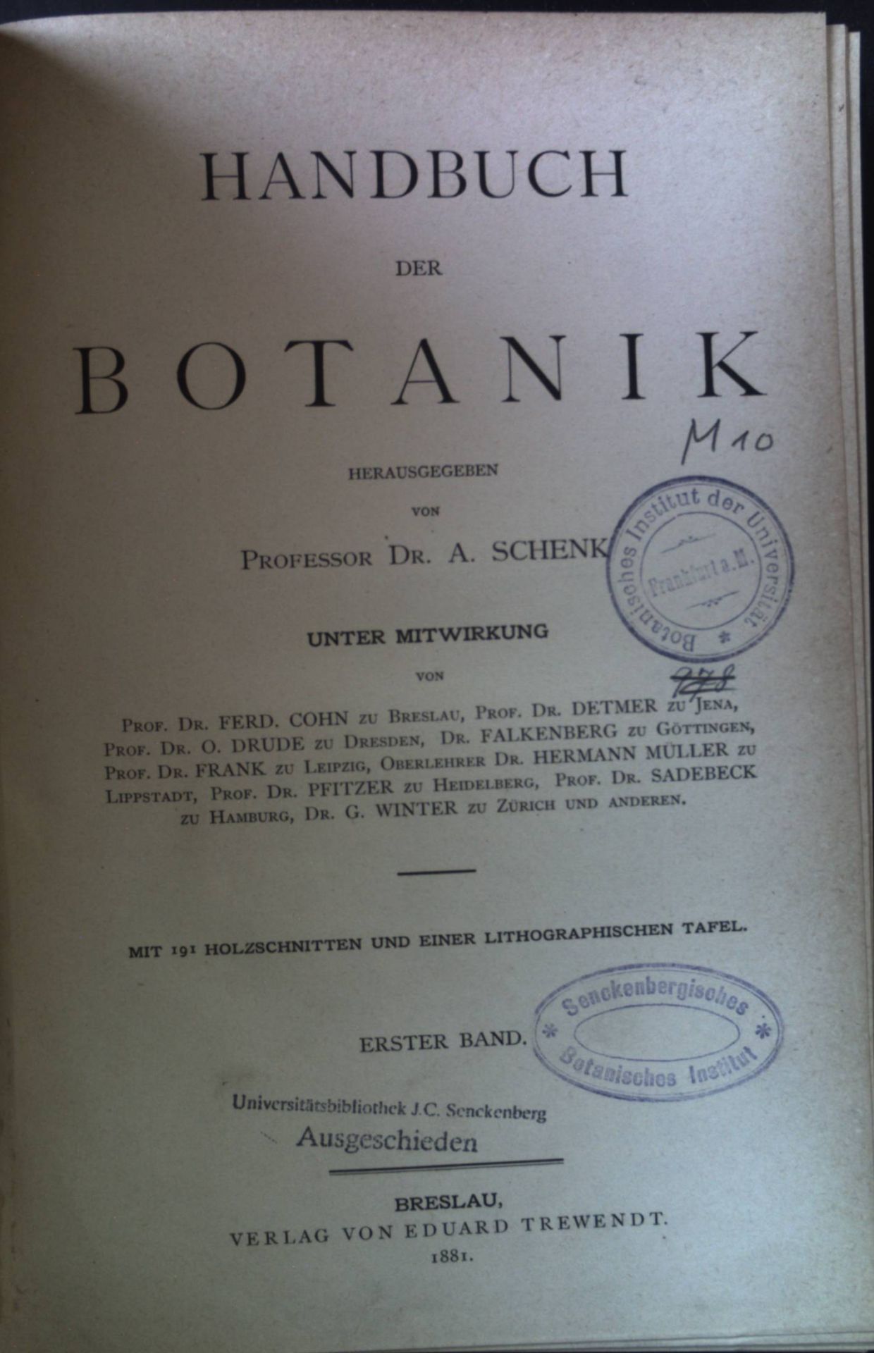 Handbuch der Botanik. 1. Band