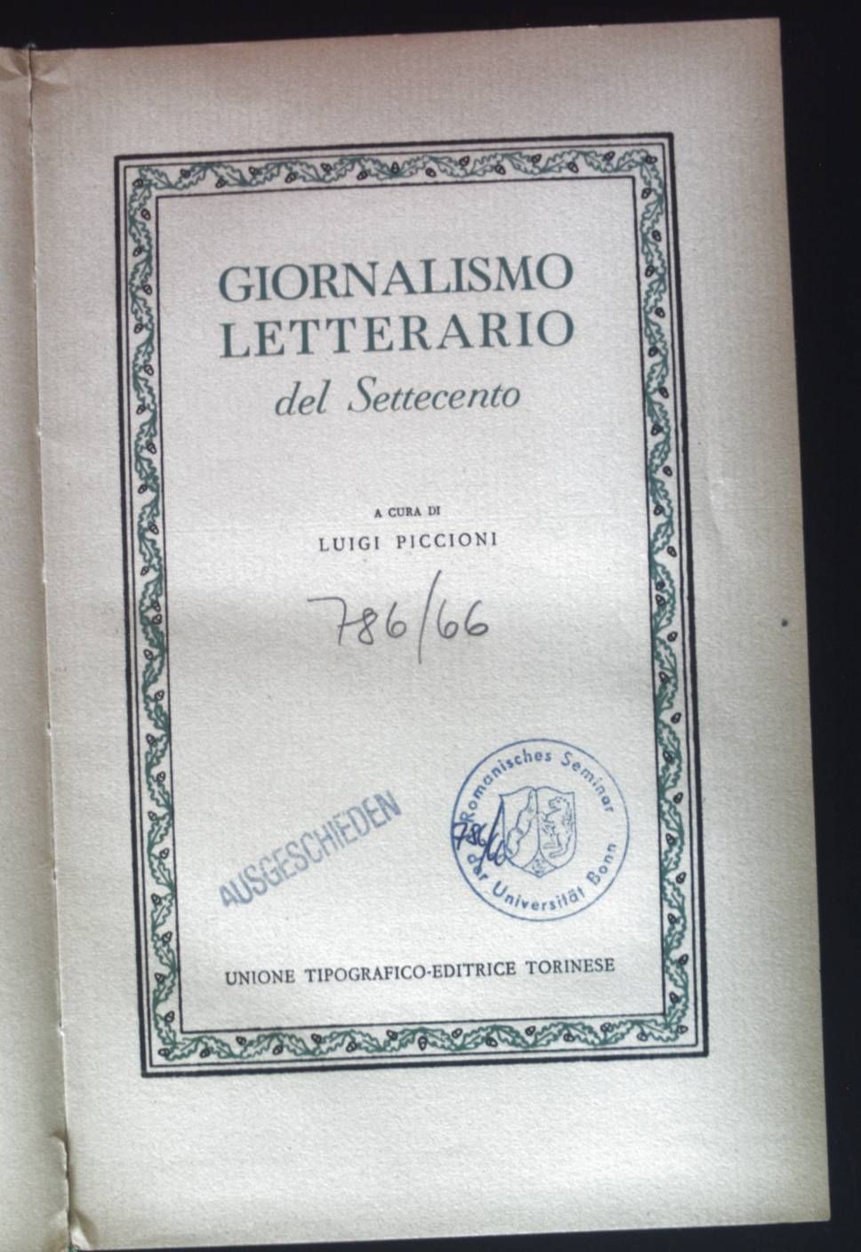 Giornalismo Letterario del Settecento