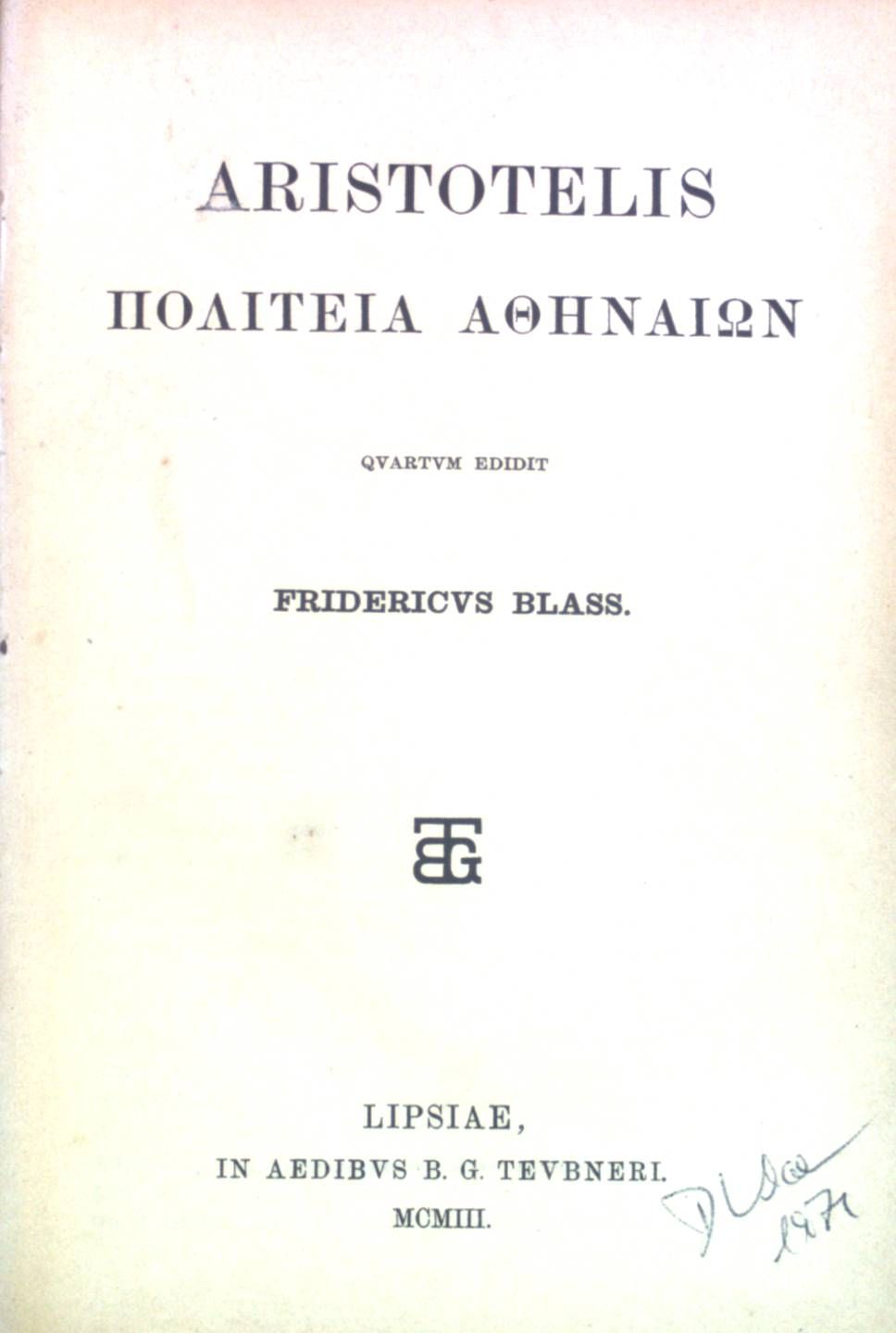 Aristotelis Politeia Athenaion