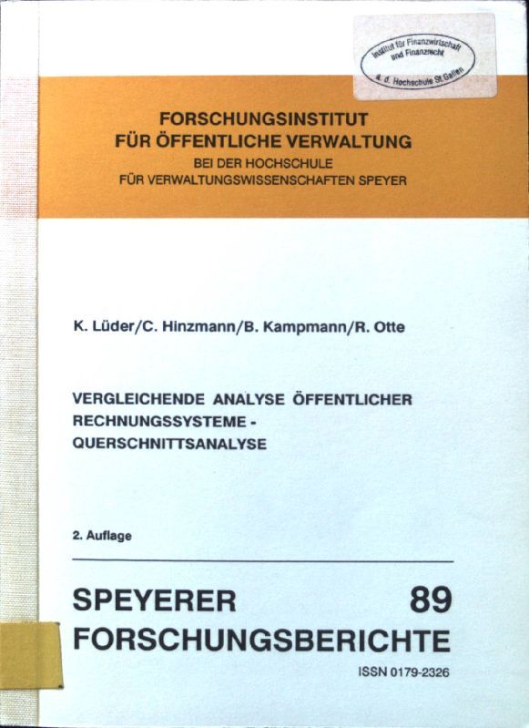 Vergleichende Analyse öffentlicher Rechnungssysteme - Querschnittsanalyse