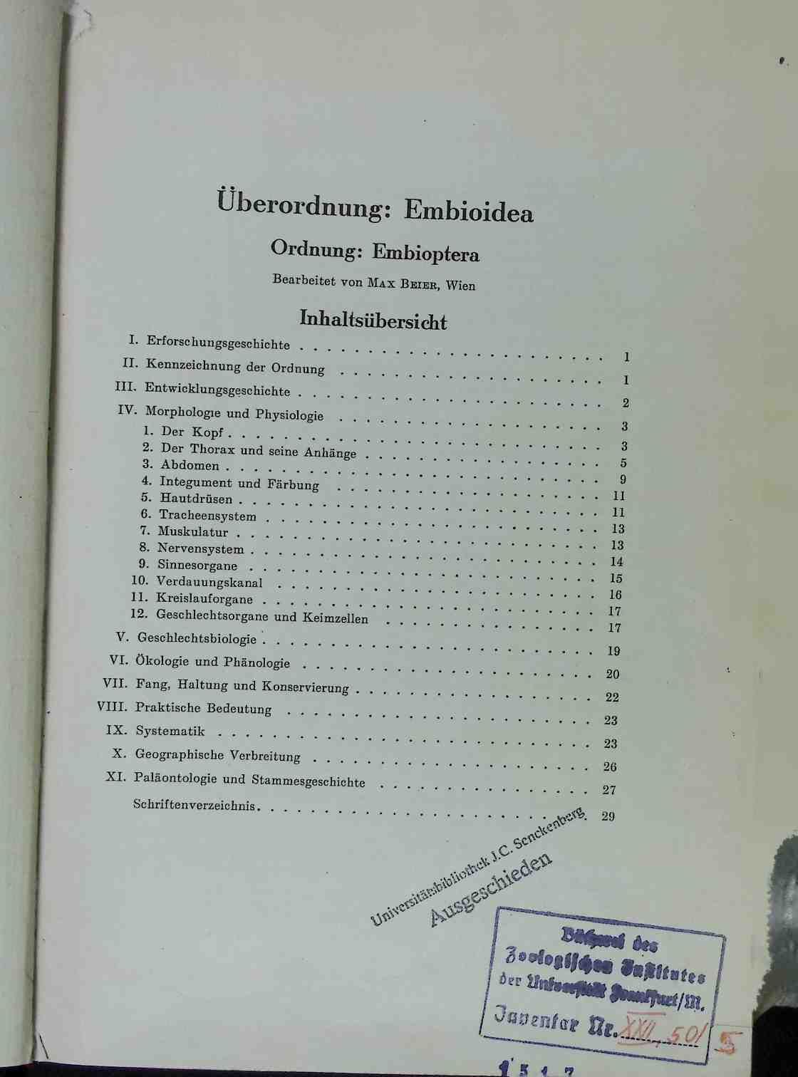 Untersuchungen an den Tarsaldrüsen von Embolyntha batesi Mac Lachlan, 1877 (Embioidea) - in: Bronn's Klassen des Tierreichs - BAND V