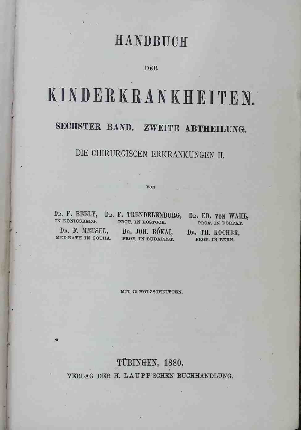 Handbuch der Kinderkrankheiten - SECHSTER BAND. ZWEITE ABTHEILUNG: Die chirurgischen Erkrankungen II