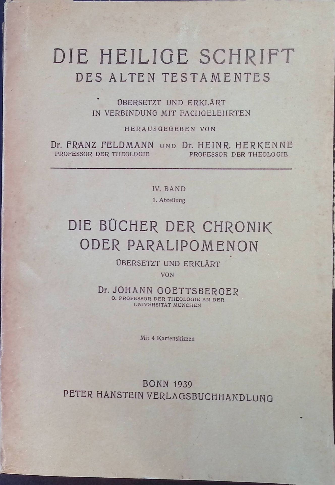 Die Bücher der Chronik oder Paralipomenon