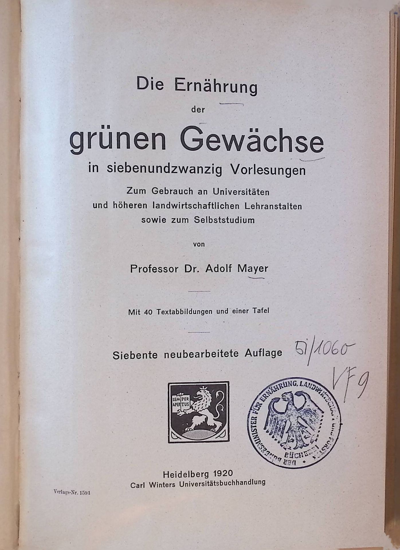 Die Ernährung der grünen Gewächse in 27 Vorlesungen