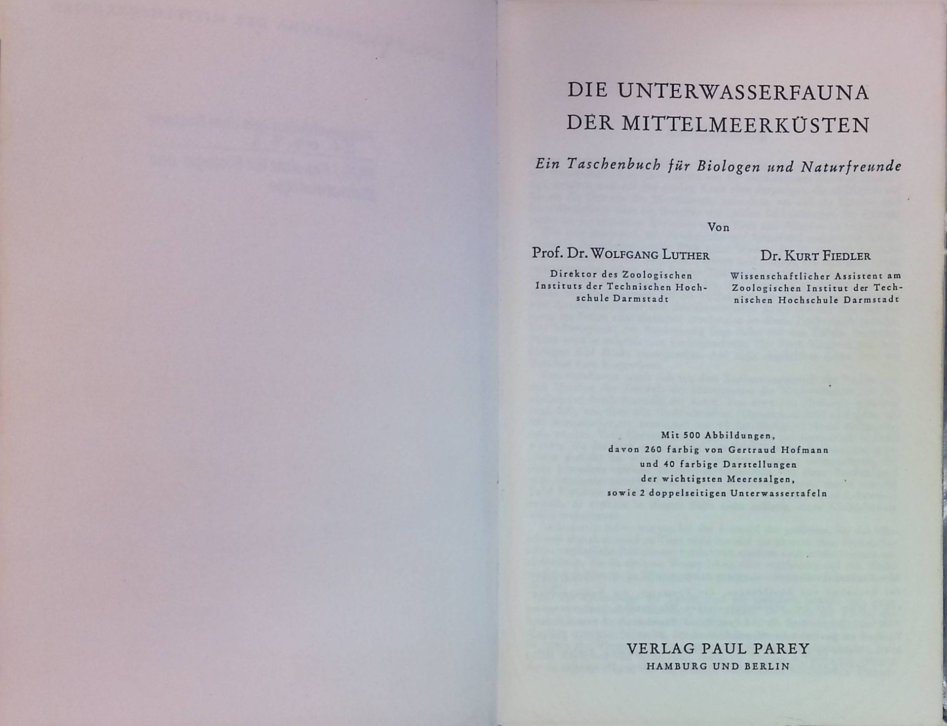 Die Unterwasserfauna der Mittelmeerküsten, ein Taschenbuch für Biologen und Naturfreunde