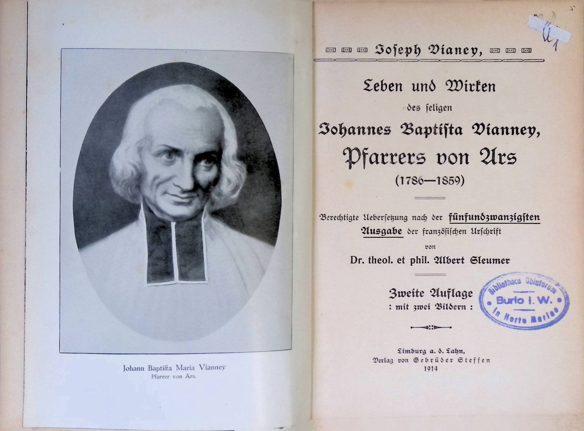 Leben und Wirken des seligen Johannes Baptista Vianney, Pfarrers von Ars 1786-1859