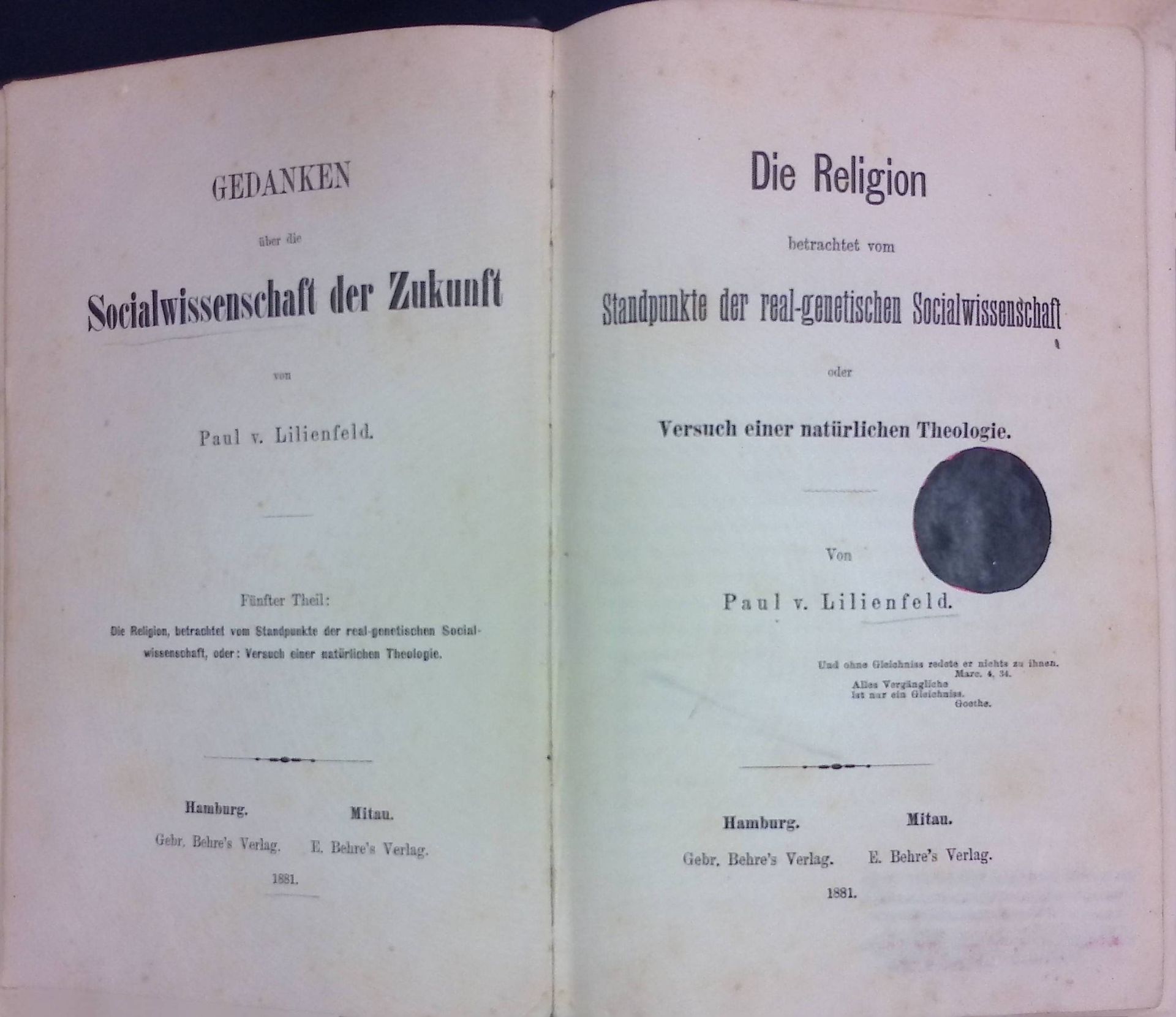 Die Religion betrachtet vom Standpunkte der real-genetischen Socialwissenschaft oder der Versuch einer natürlichen Theologie