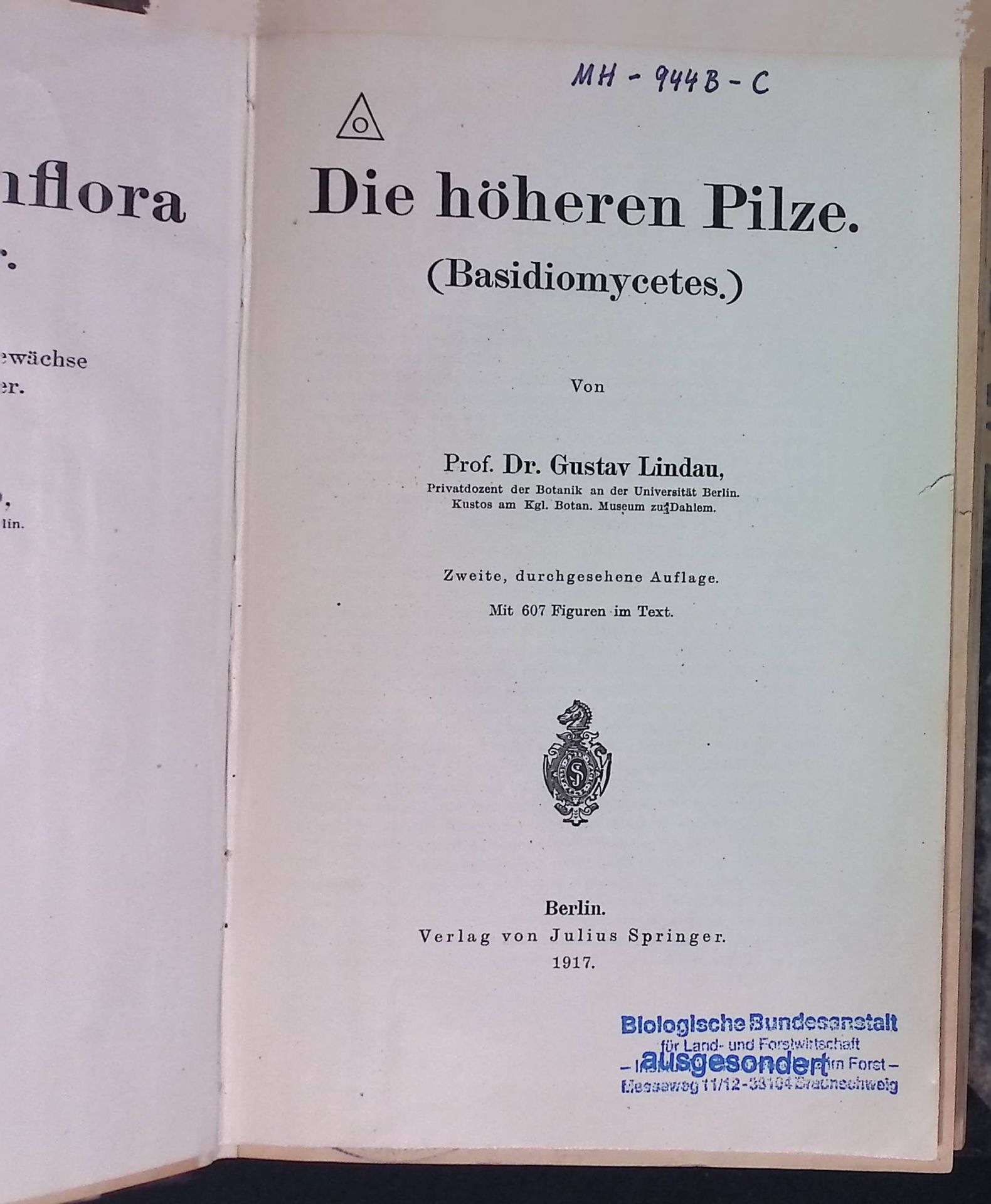 Die höheren Pilze : Basidionycetes