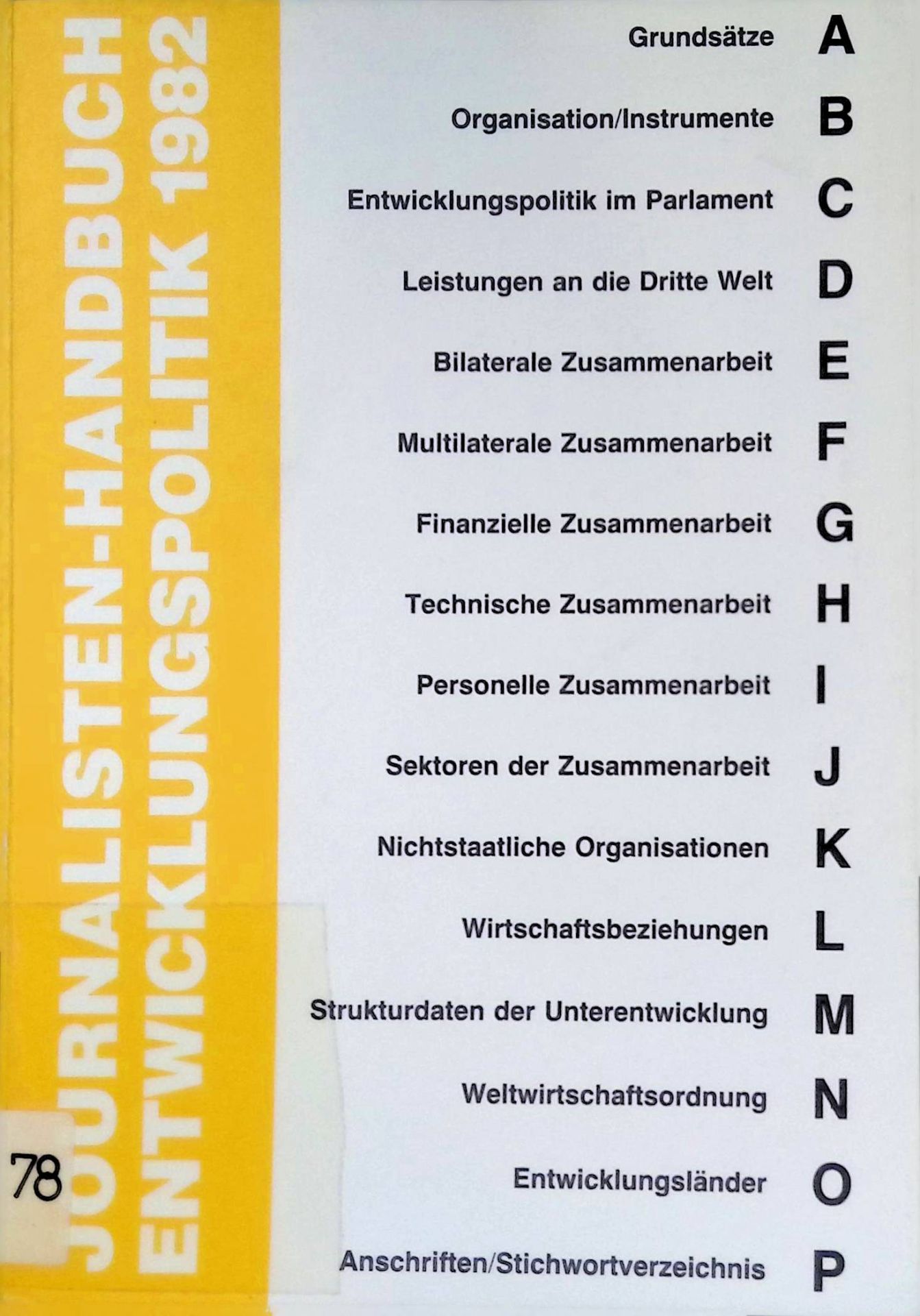 Journalisten-Handbuch: Entwicklungspolitik 1982
