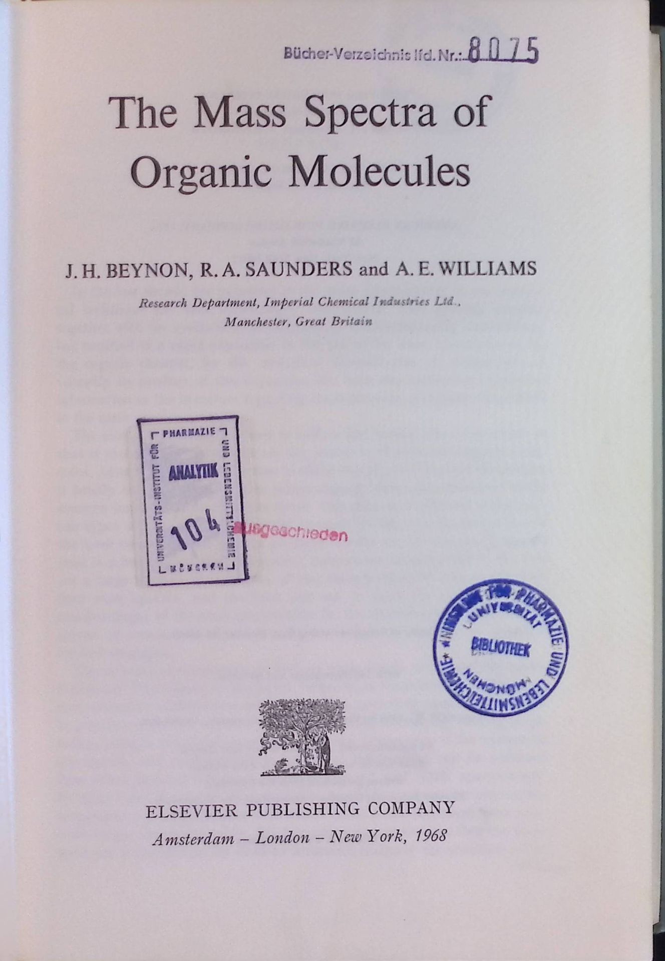 The Mass Spectra of Organic Molecules