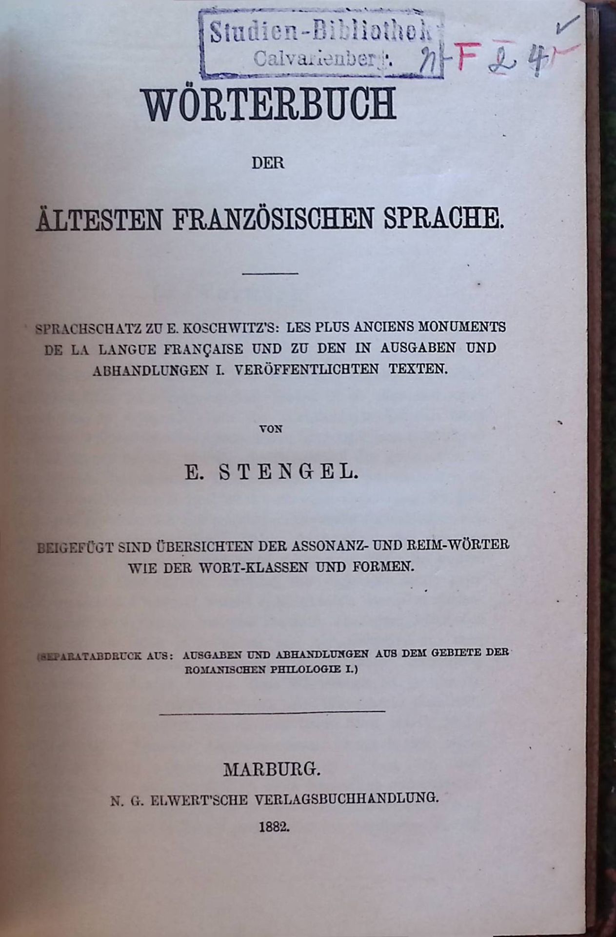 Wörterbuch der ältesten französischen Sprache