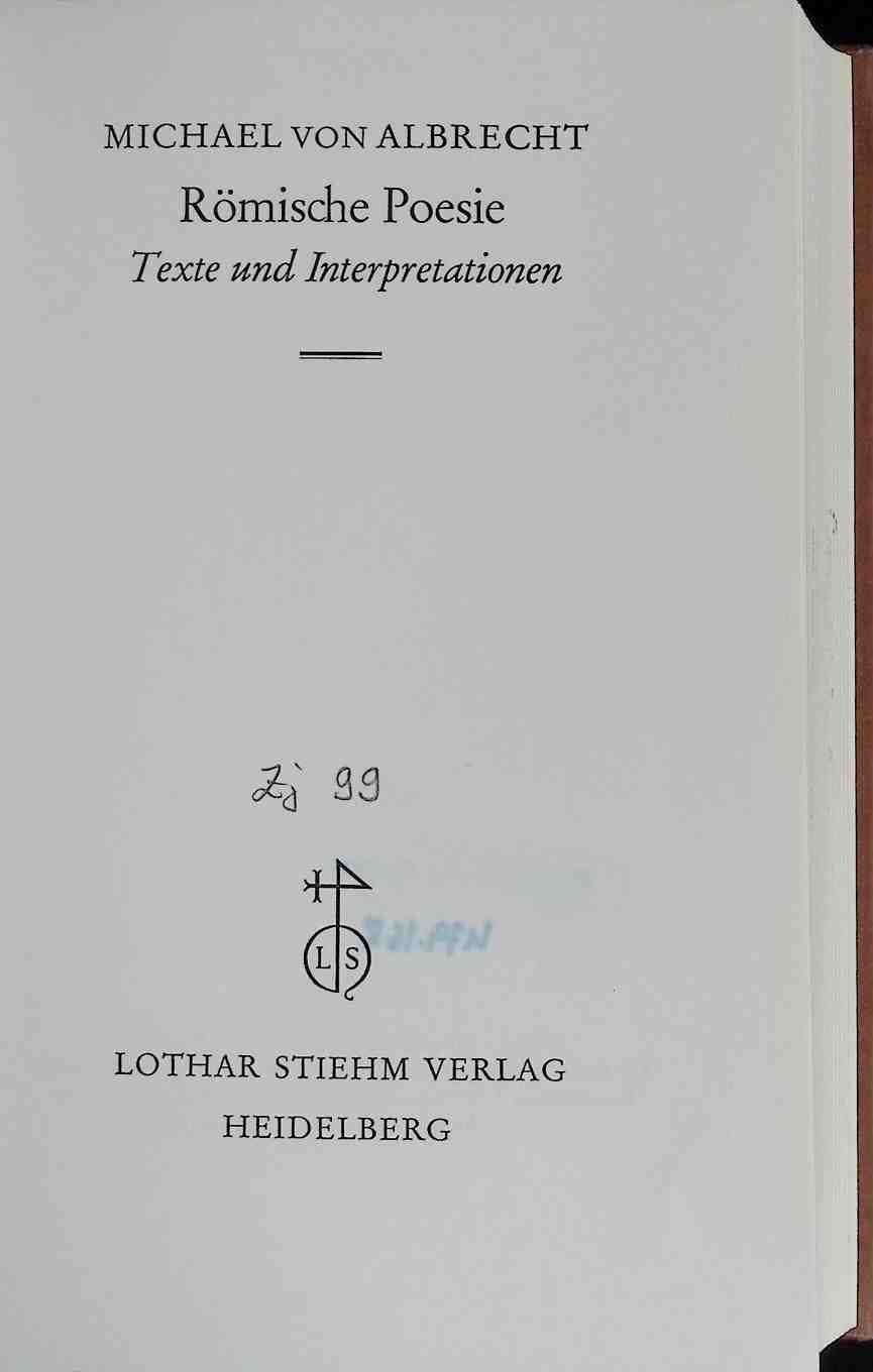 Römische Poesie : Texte u. Interpretationen