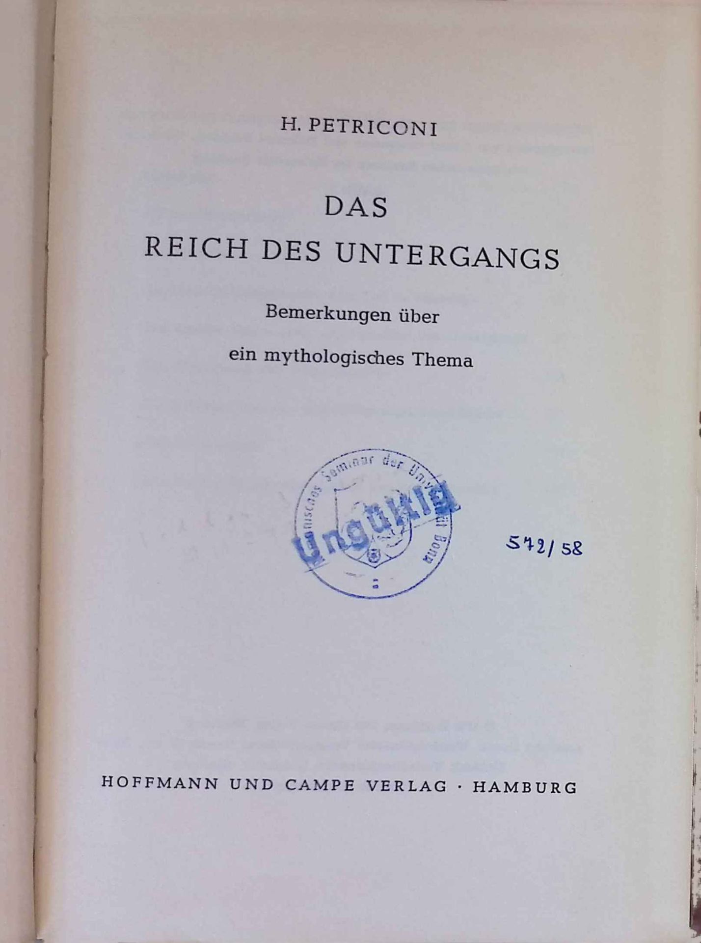 Das Reich des Untergangs : Bemerkungen über e. mytholog. Thema