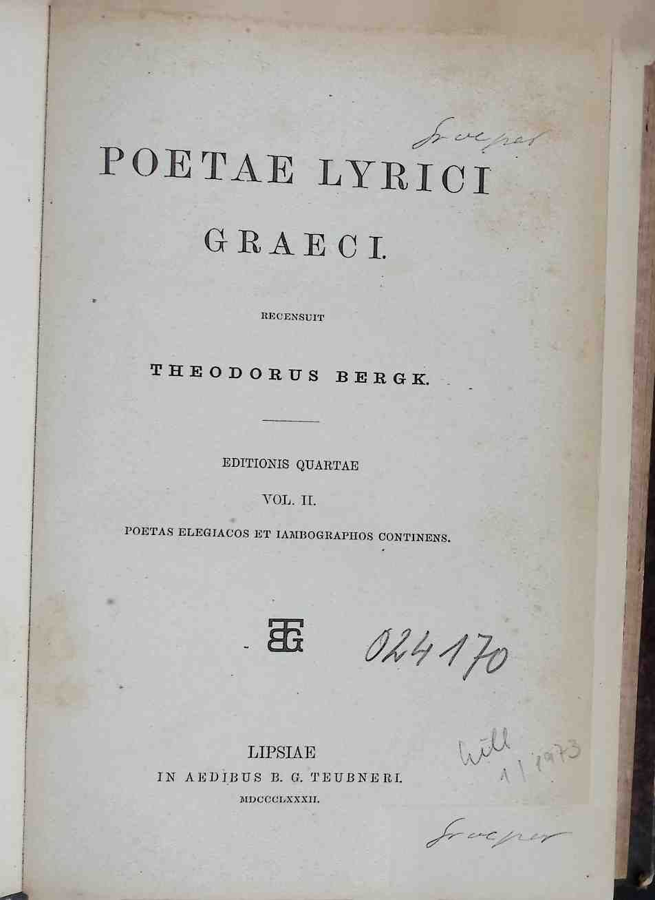 Poetae Lyrici Graeci - Vol. II: Poetas Elegiacos et Iambographos Continens