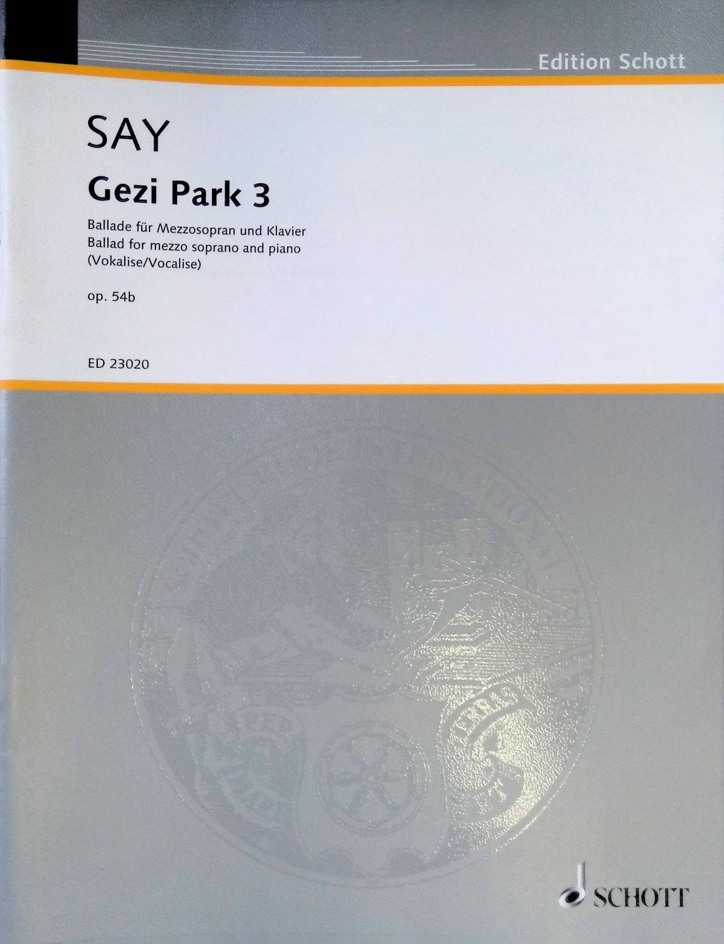 Gezi Park 3 op. 54b: Ballade für Mezzosopran und Klavier (Vokalise) - Singstimme (Mezzosopran), Klavier