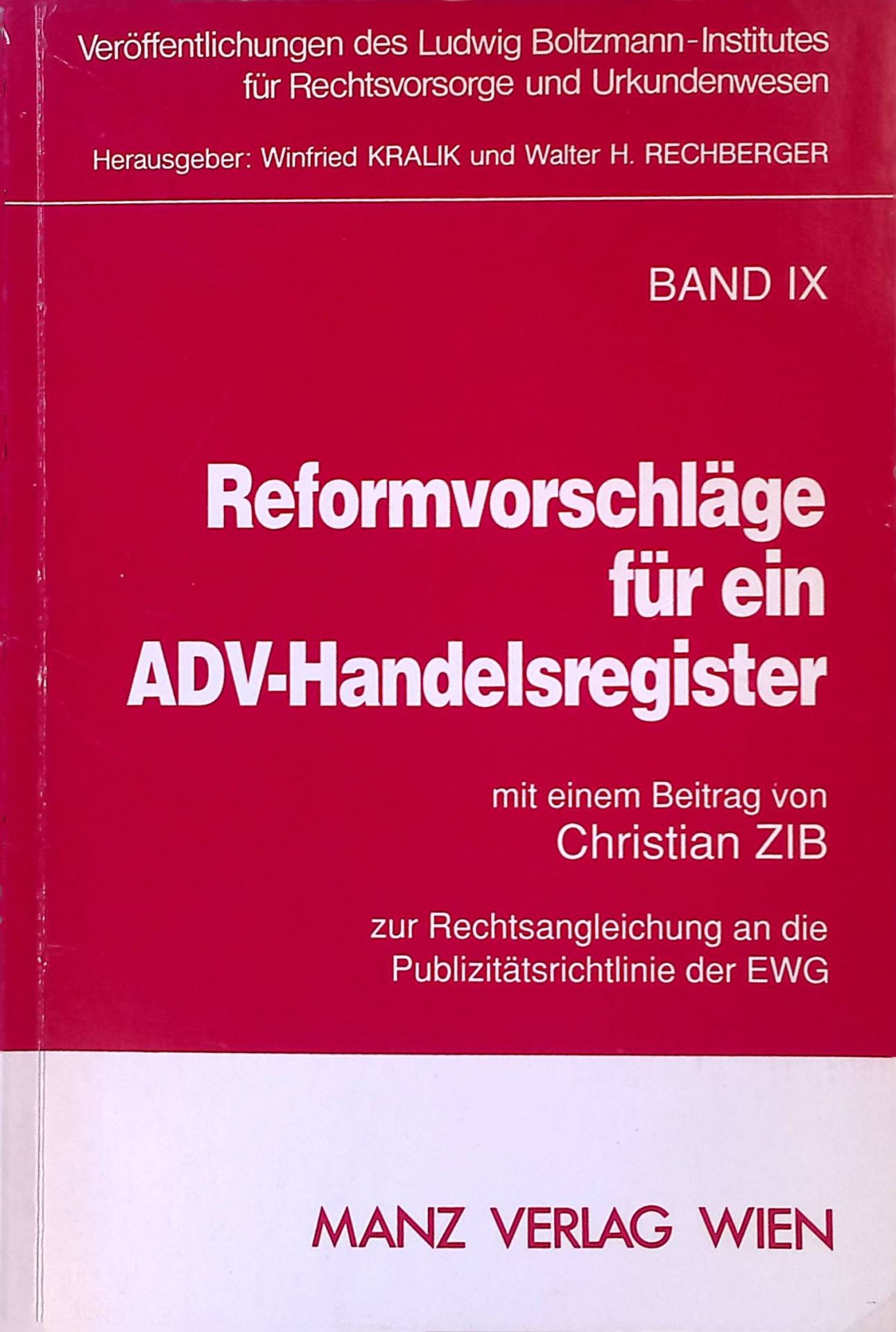 Reformvorschläge für ein ADV-Handelsregister. (SIGNIERTES EXEMPLAR)