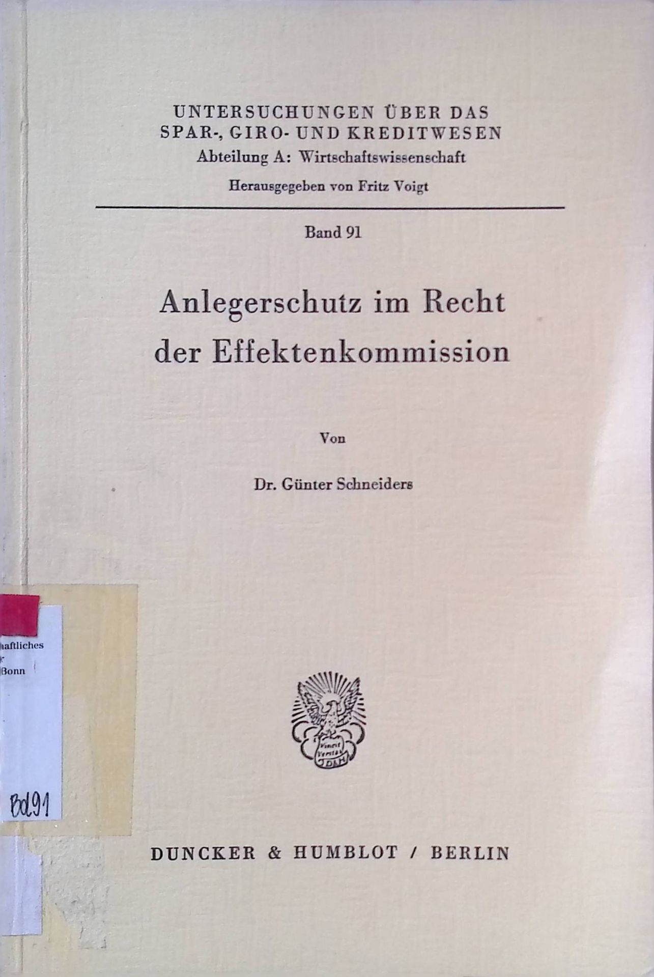 Anlegerschutz im Recht der Effektenkommission
