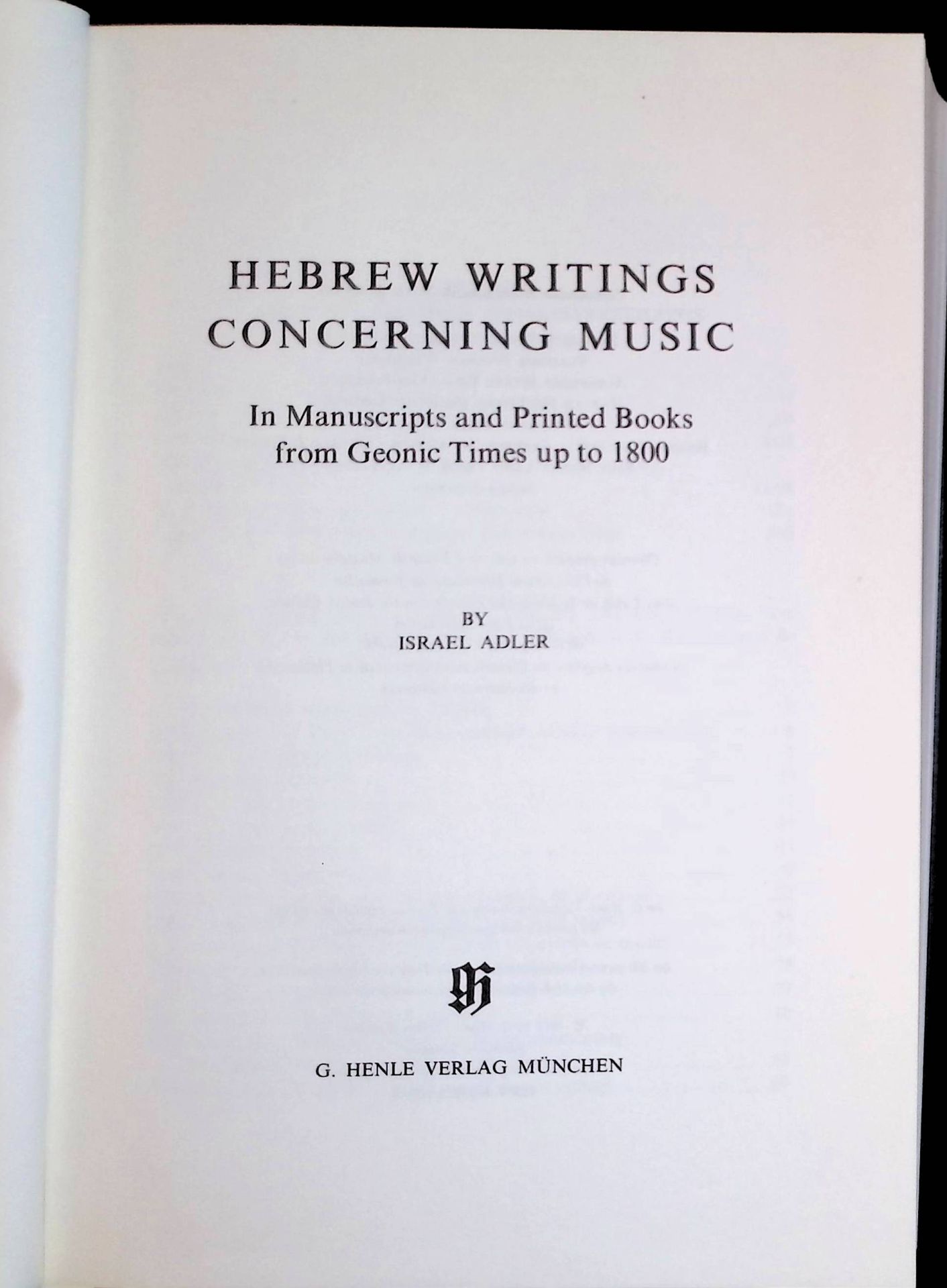 Hebrew Writings Concerning Music