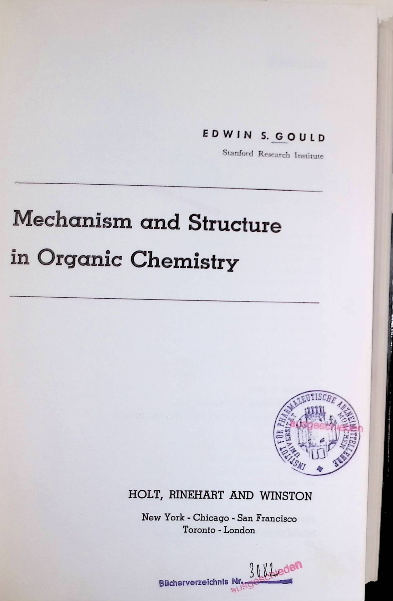 Mechanism and Structure in Organic Chemistry