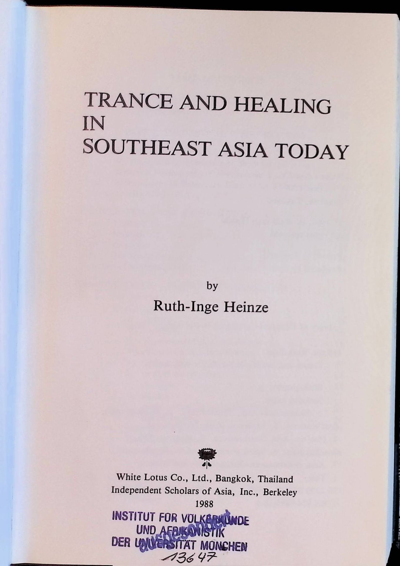 Trance and Healing in Southeast Asia Today