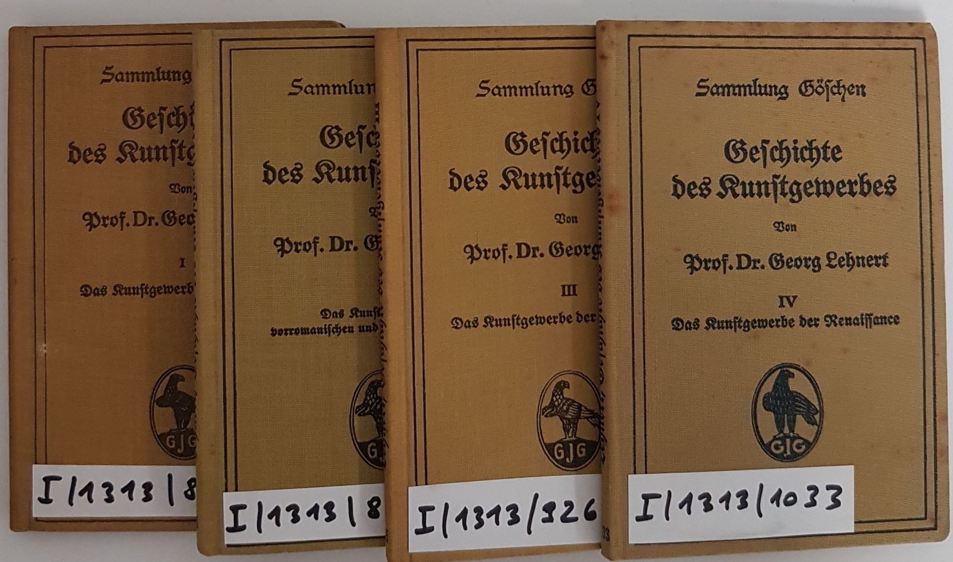 Geschichte des Kunstgewerbes (4 Bändchen KOMPLETT) - Bd.I: Das Kunstgewerbe im Altertum/ Bd.II: Das Kunstgewerbe der vorromanischen und der romanischen Zeit/ Bd.III: ... der gotischen Zeit/ Bd.IV: ... der Renaissance