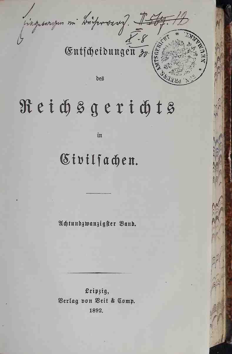 Entscheidungen des Reichsgerichts in Civilsachen/ Zivilsachen - Bd. 28