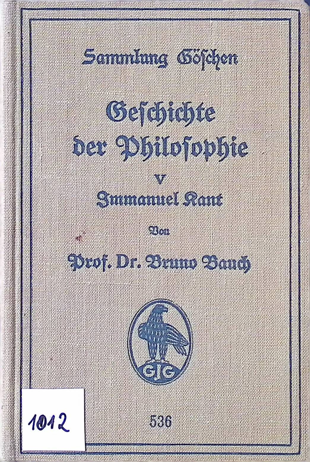 Geschichte der Philosophie: V Immanuel kant