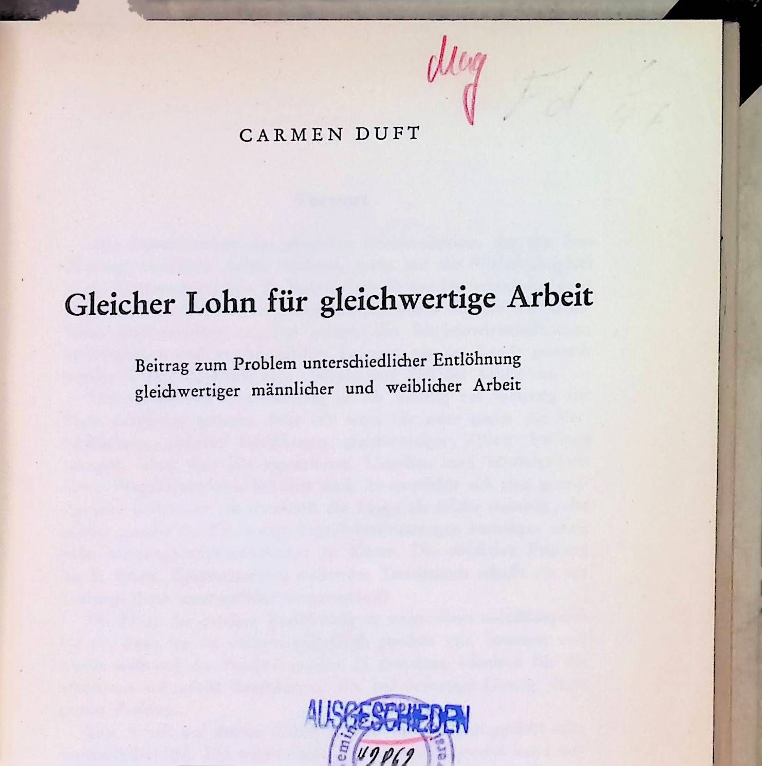 Gleicher Lohn für gleichwertige Arbeit : Beitrag zum Problem unterschiedlicher Entlöhnung gleichwertiger männlicher u. weiblicher Arbeit