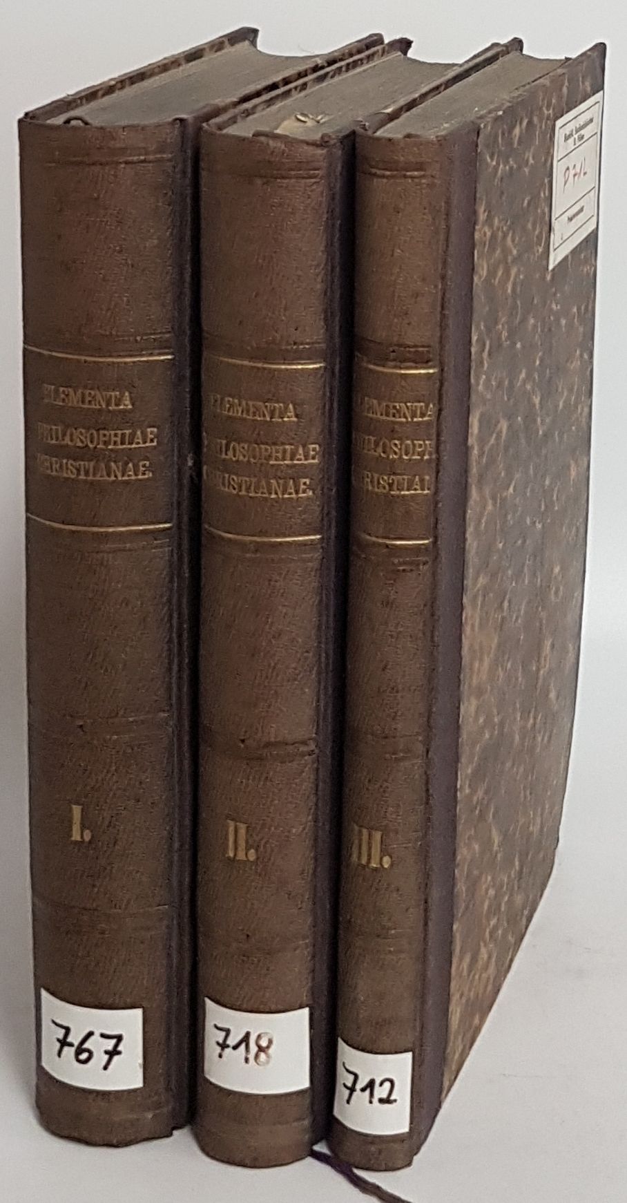 Elementa Philosophiae Christianae cum antiqua et nova comparatae (3 vols./ 3 Bände KOMPLETT)
