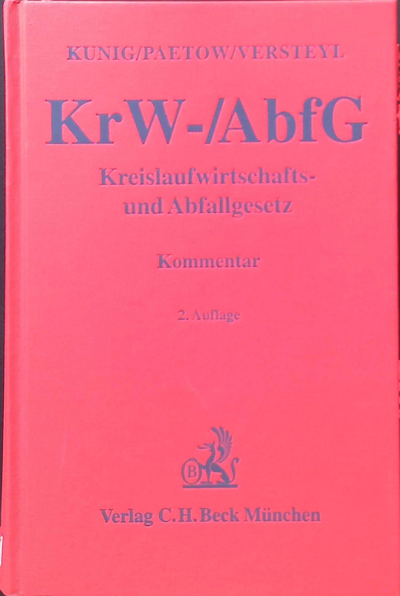 Kreislaufwirtschafts- und Abfallgesetz : Kommentar