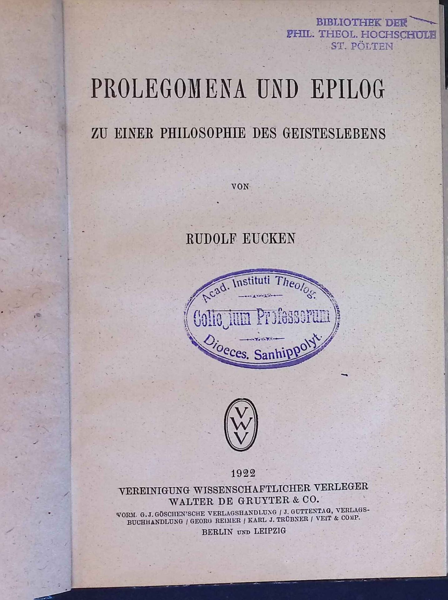 Prolegomena und Epilog zu einer Philosophie des Geistesleben