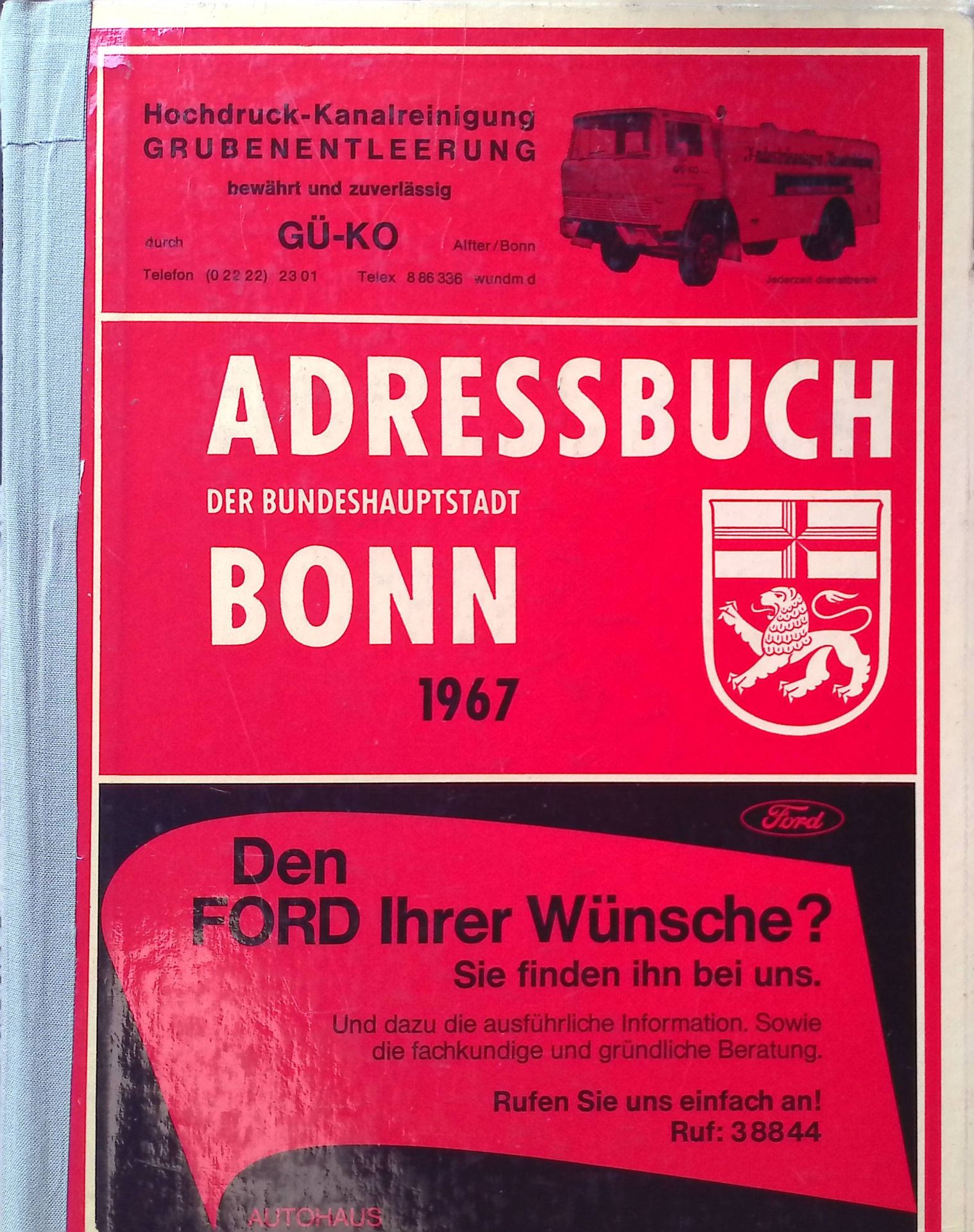 Behördenteil mit Inhalts-, Gruppenverzeichnis, Suchregister und Wegweiser -in: Adressbuch der Bundeshauptstadt Bonn : Einwohnerbuch d. Stadt Bonn - Bonner Einwohnerbuch - Bonner Adressbuch
