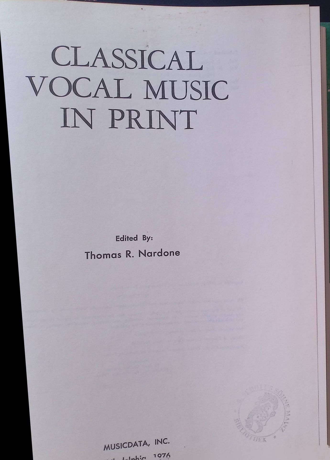 Classical vocal Music in Print